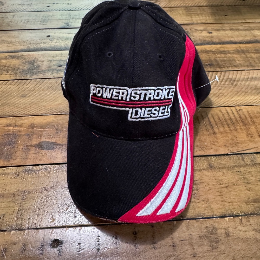 Ford Powerstroke Diesel Hat Mens OSFA Black Red Built Ford Tough Racing Cap